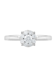 Liali Jewellery Mirage Classic 18K White Gold Engagement Ring for Women with 10 Diamond, 0.5 Carat Look, Silver, US 7