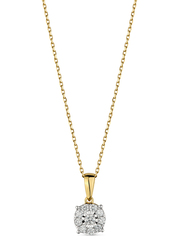 Liali Jewellery 18K Yellow Gold Daily Wear Chain Necklace for Women with 0.15ct 10 Diamonds Pendant, Yellow