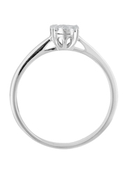 Liali Jewellery Mirage Classic 18K White Gold Engagement Ring for Women with 9 Diamond, 7.5 Carat Look, Silver, US 7