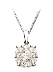 Liali Jewellery Mirage Classic 18K White Gold Pendant for Women, 2 Carat Look, Silver