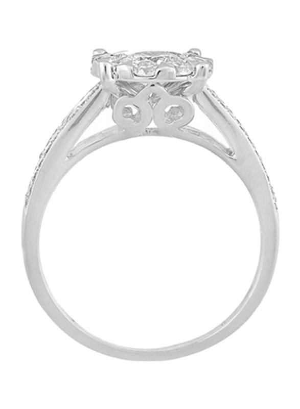 Liali Jewellery Mirage Taper Band 18K White Gold Engagement Ring for Women with 59 Diamond, 5 Carat Look, Silver, US 7