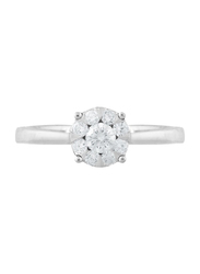 Liali Jewellery Mirage Classic 18K White Gold Engagement Ring for Women with 9 Diamond, 1 Carat Look, Silver, US 7