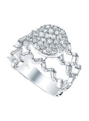 Liali Jewellery 18K White Gold Memories Fashion Ring for Women with 1.38ct Diamond Stone, White, US 7