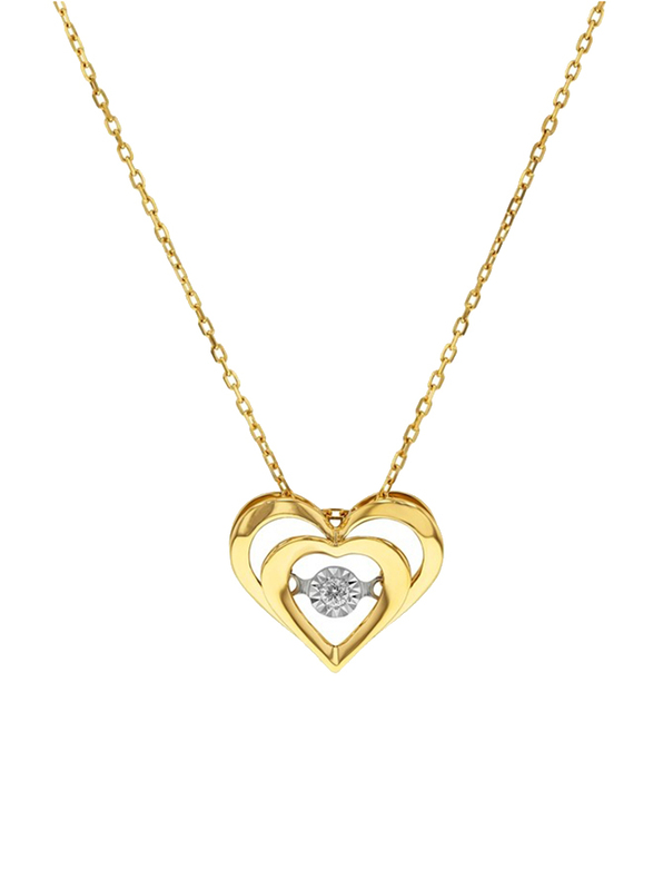 Liali Jewellery 18K Yellow Gold Heart in Heart Diamond Pendant for Women, Gold