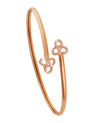Liali Jewellery 18K Rose Gold Charming Bangle for Women with 0.17ct Diamond Stone, Rose Gold