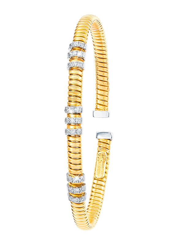 Liali Jewellery Tessitore 18K Yellow/White Gold Bangle for Women with 0.35ct 27 Diamond Stone, Yellow