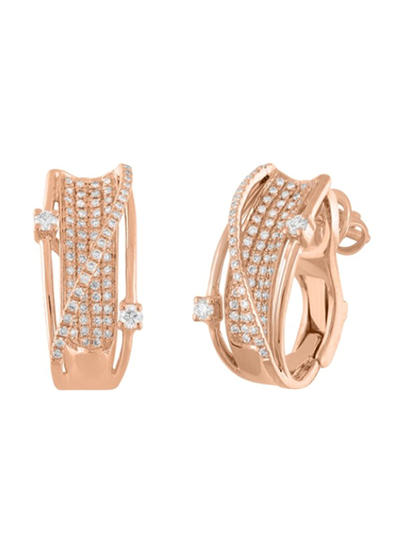 Liali Jewellery Midnight 18K Rose Gold Hoop Earrings for Women with 160 Diamond, Rose Gold
