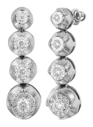 Liali Jewellery 18K White Gold Tennis Earrings for Women with 28 Diamond, Silver