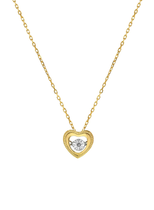 Liali Jewellery 18K Yellow Gold Dancing Diamond Heart Pendant for Women, Gold