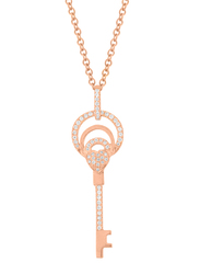 Liali Jewellery 18K Rose Gold Chain Necklace for Women with 0.17ct 56 Diamonds Key Pendant, Rose Gold