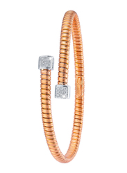 Liali Jewellery Tessitore 18K White/Rose Gold Bangle for Women with 0.15ct Diamond Stone, Rose Gold