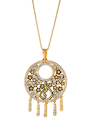 Liali Jewellery 18K Yellow Gold Chain Necklace for Women with "Mom" Pendant in Zircons and Diamond Stones, Yellow