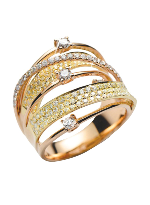 ليالي للمجوهرات خاتم من الذهب الوردي عيار 18 للنساء بألماس 159, ذهبي وردي, القياسUS 7