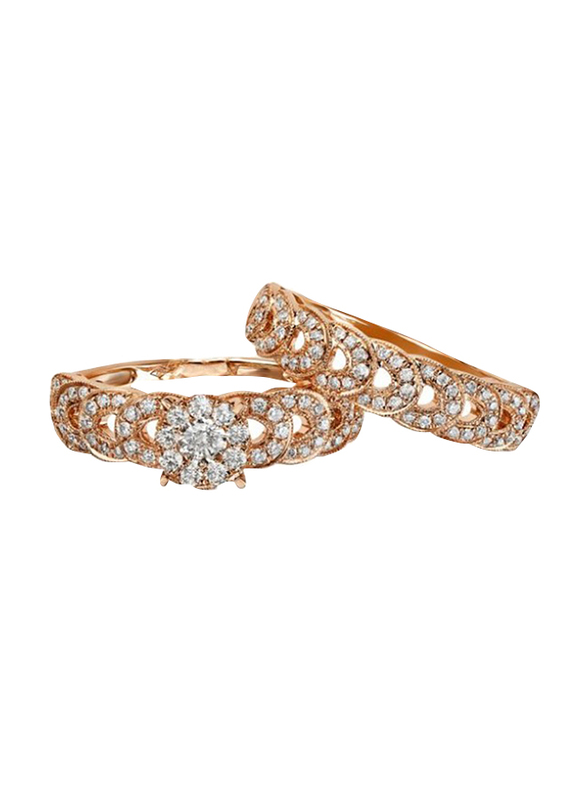 Liali Jewellery Love Band 18K Rose Gold Couple Ring with 127 Diamond, Rose Gold, US 7