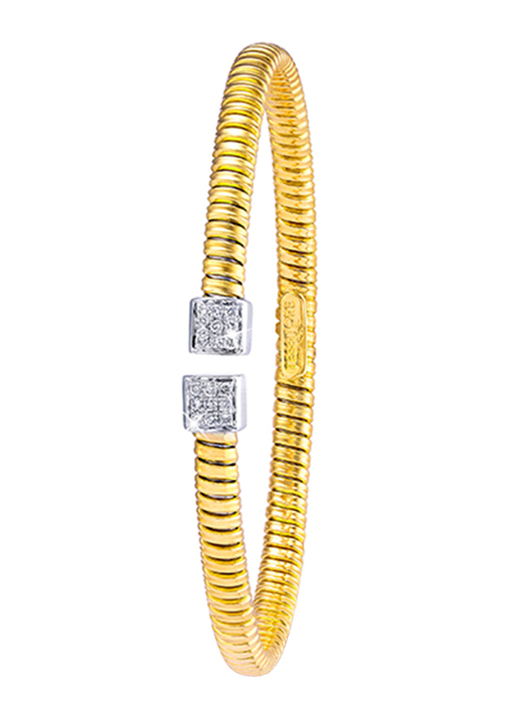 Liali Jewellery Tessitore 18K Yellow/White Gold Bangle for Women with 0.35ct Diamond Stone, Yellow