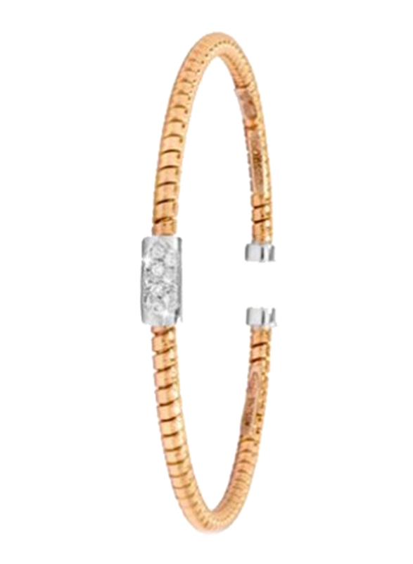 Liali Jewellery Tessitore 18K Rose Gold Bangle for Women with 10 Diamond, Rose Gold