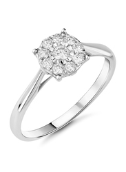Liali Jewellery 18K White Gold Daily Wear Fashion Ring for Women with 0.15ct 10 Diamonds, White, US 7