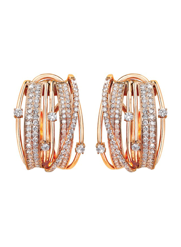 Liali Jewellery Midnight 18K Rose Gold Hoop Earrings for Women with 214 Diamond, Rose Gold