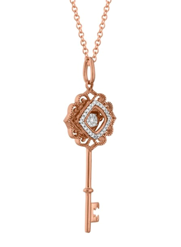 Liali Jewellery 18K Rose Gold Dancing Diamond Key Pendant for Women, Rose Gold