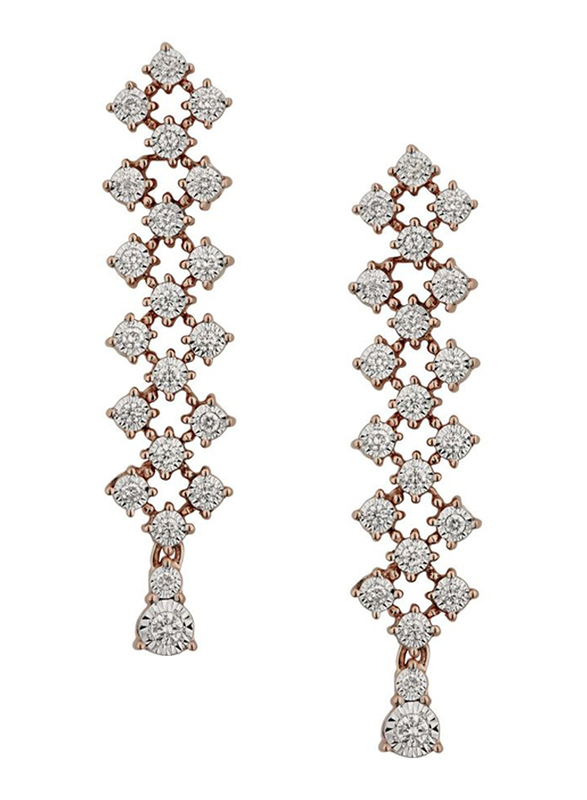 Liali Jewellery Joie de Vivre 18K Rose Gold Drop & Dangle Earrings for Women with 42 Diamond, Rose Gold