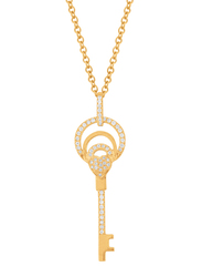 Liali Jewellery 18K Yellow Gold Chain Necklace for Women with 0.17ct 56 Diamonds Key Pendant, Yellow