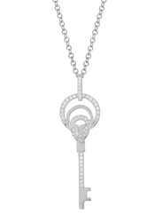 Liali Jewellery 18K White Gold Chain Necklace for Women with 0.17ct 56 Diamonds Key Pendant, White Gold