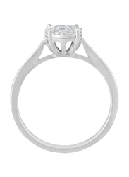 Liali Jewellery Mirage Classic 18K White Gold Engagement Ring for Women with 9 Diamond, 3 Carat Look, Silver, US 7