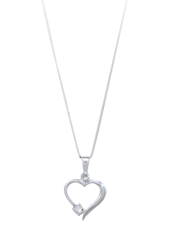 Liali Jewellery 18K White Gold Heart Diamond Pendant for Women, Silver
