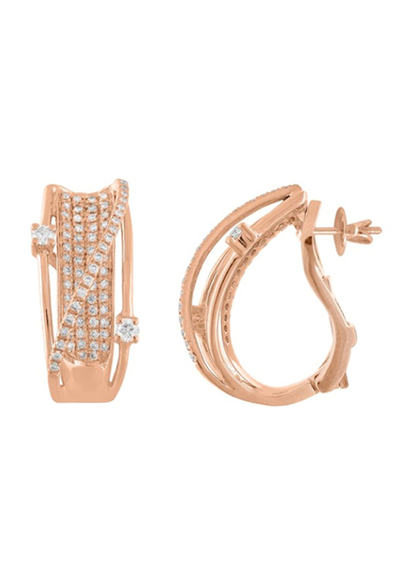 Liali Jewellery Midnight 18K Rose Gold Hoop Earrings for Women with 160 Diamond, Rose Gold