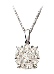 Liali Jewellery Mirage Classic 18K White Gold Pendant for Women, 1 Carat Look, Silver