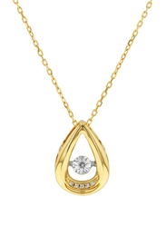 Liali Jewellery 18K Yellow Gold Dancing Diamond Pendant for Women, 0.046 Carat Look, Gold