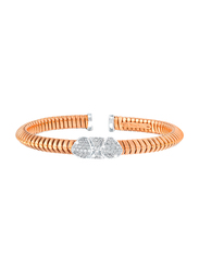 Liali Jewellery Tessitore 18K White/Rose Gold Bangle for Women with 0.65ct Diamond Stone, Rose Gold