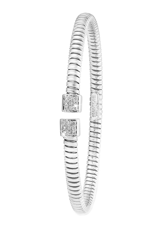 Liali Jewellery Tessitore 18K White Gold Bangle for Women with 0.35ct Diamond Stone, White