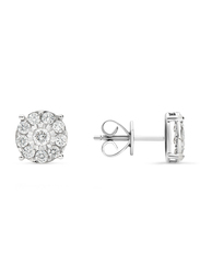 Liali Jewellery 18K White Gold Daily Wear Studded Earrings for Women, with 0.3ct 20 Diamonds, White