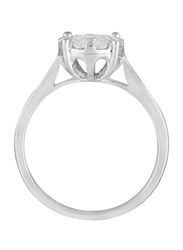 Liali Jewellery Mirage Classic 18K White Gold Engagement Ring for Women with 9 Diamond, 2 Carat Look, Silver, US 7