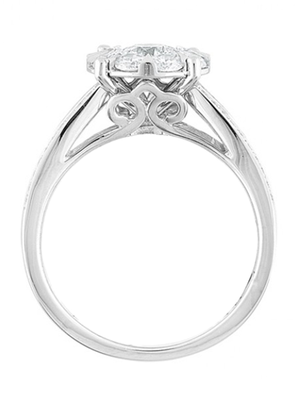 Liali Jewellery Mirage Taper Band 18K White Gold Engagement Ring for Women with 59 Diamond, 3 Carat Look, Silver, US 7