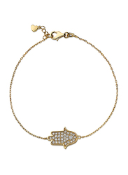 Liali Jewellery 18K Gold Designer Bracelet for Women, with 0.29ct 31 Diamond's Encrusted Hamsa Shape, Yellow