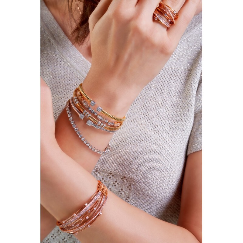 18K bangle studded with diamonds in rose gold - Tessitore 06