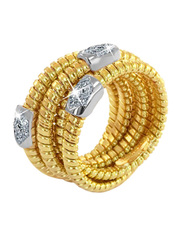 ليالي للمجوهرات خاتم من الذهب الأصفر عيار 18 للنساء بألماس 21, ذهبي, القياسUS 7
