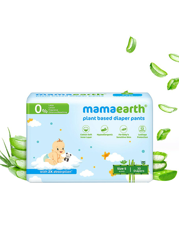 Mamaearth Plant Based Diaper Pants, Size S, 4-6 kg, 30 Count