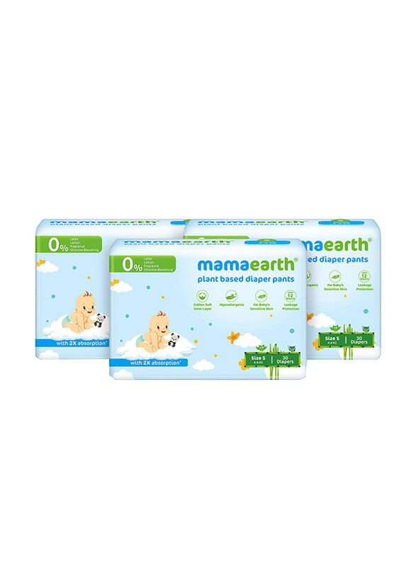 

Mamaearth Plant Based Diaper Pants, Size S, 4-6 kg, Combo Pack, 3 x 30 Count