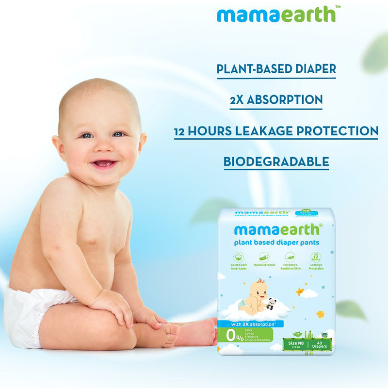 Mamaearth Plant Based Diaper Pants, Size NB, 3-5 kg, Combo Pack, 3 x 40 Count