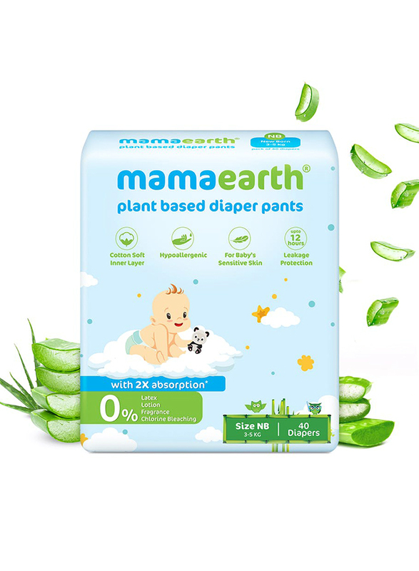 Mamaearth Plant Based Diaper Pants, Size NB, 3-5 kg, 40 Count