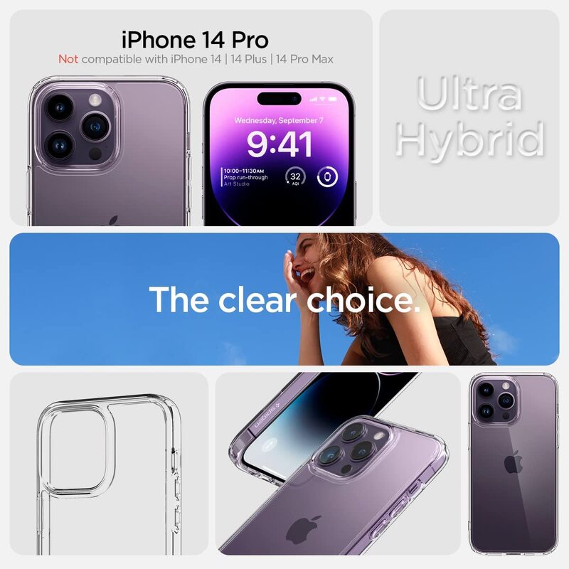 Spigen Ultra Hybrid for iPhone 14 Pro Case Cover - Crystal Clear