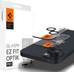 Spigen Glastr Ez Fit Optik PRO Camera Lens Screen Protector (2 Pack) for iPhone 15 Plus and iPhone 15 / iPhone 14 Plus/iPhone 14 - Black