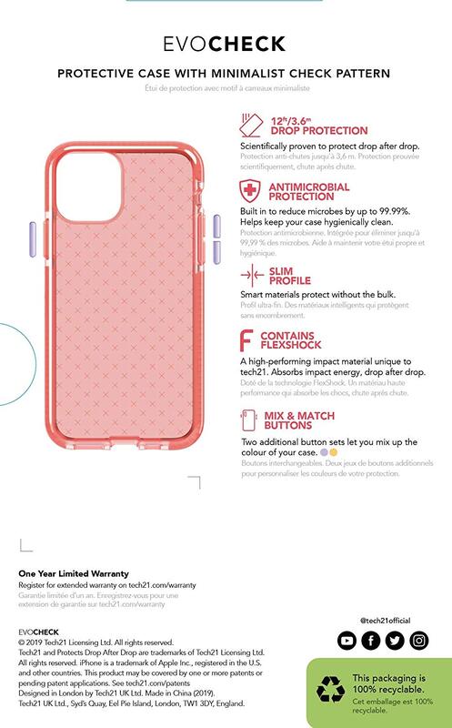 Tech21 Apple iPhone 11 Pro case cover Evo Check, Coral