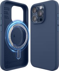 Elago Magnetic Liquid Silicone for iPhone 15 PRO Case Cover Compatible with MagSafe Shockproof - Jean Indigo