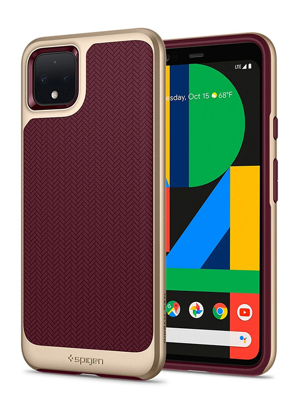 Spigen Google Pixel 4 XL Neo Hybrid Mobile Phone Case Cover, Burgundy with Gold Frame