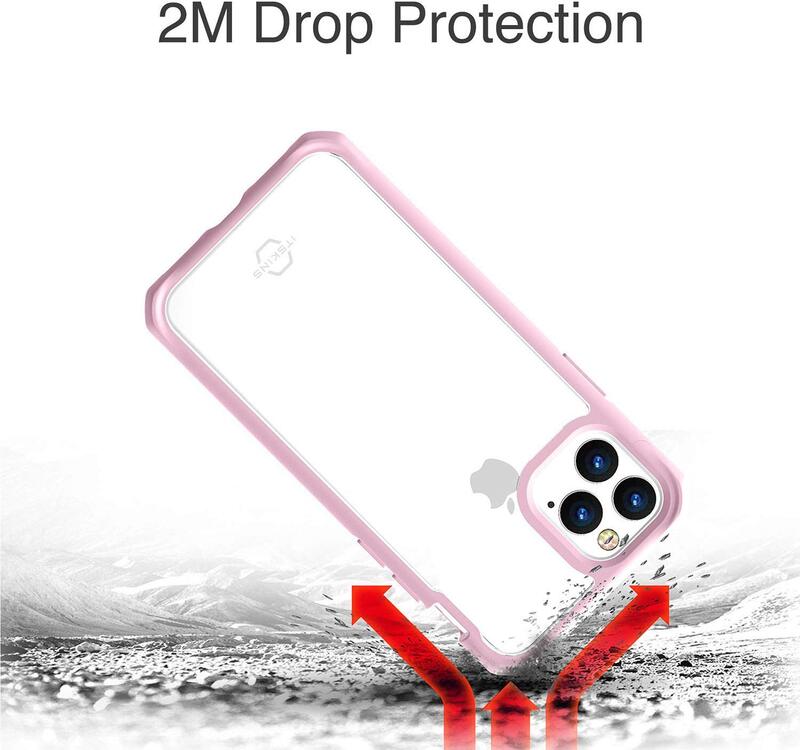 ITskins Apple iPhone 11 Pro Hybrid Dual Layer Mobile Phone Case Cover, with Hexotek 2.0 Drop Protection, Pink and Transparent