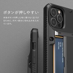 VRS Design Damda Glide PRO iPhone 13 PRO case cover wallet (Semi Automatic) slider Credit card holder Slot (3-4 cards) - Black Groove